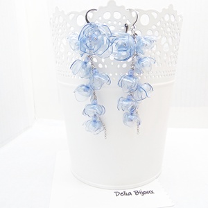 Cercei handmade unicat Flori delicate din plastic reciclat și inox (cod1304) - bijuterii - cercei - Artynos.ro