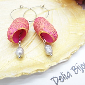 Cercei handmade din coconi de mătase cu perlă naturală (cod1308) -  - Artynos.ro Cercei handmade din coconi de mătase cu perlă naturală (cod1308) -  - Artynos.ro