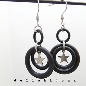 Cercei handmade statement - Stil Industrial - cauciuc (cod1176) - bijuterii - cercei - Artynos.ro