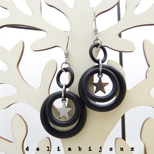 Cercei handmade statement - Stil Industrial - cauciuc (cod1176) - bijuterii - cercei - Artynos.ro