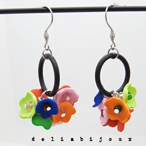 Cercei Handmade din Foamiran cu Flori si Margele (cod1158), Bijuterii, Cercei lungi, Confectionarea bijuteriilor, ARTYNOS