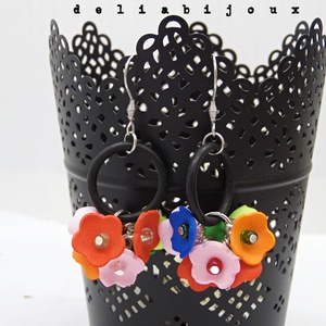 Cercei Handmade din Foamiran cu Flori și Mărgele (cod1158) - bijuterii - cercei lungi - Artynos.ro