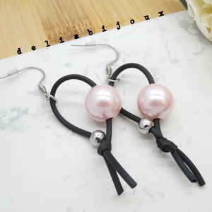 Cercei Handmade Tub Negru Siliconat - Perla - Design Modern si Minimalist (cod 1142), Bijuterii, Cercei, Cercei cerc, Confectionarea bijuteriilor, ARTYNOS