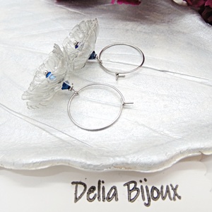 Cercei statement Păpădii de lumină realizați manual din plastic reciclat și cristal albastru electroplacat (cod1327) - bijuterii - cercei lungi - Artynos.ro