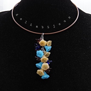 Ciorchine de flori colier la baza gâtului din silicon și margele sticlă (cod1333) - bijuterii - coliere - pandative - Artynos.ro