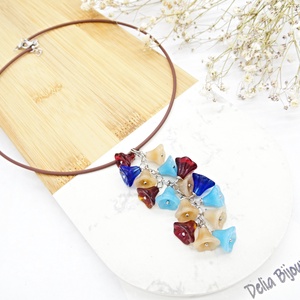 Ciorchine de flori colier la baza gatului din silicon si margele sticla (cod1333) - Artynos.ro