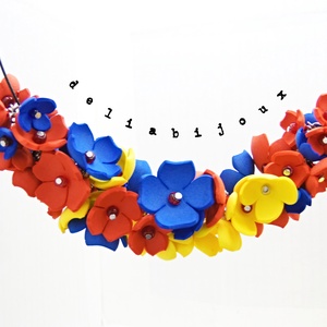 Colier handmade statement - Tricolorul Romaniei (cod1338) - bijuterii - coliere - coliere din mărgele - Artynos.ro