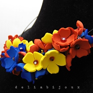 Colier handmade statement - Tricolorul Romaniei (cod1338) - bijuterii - coliere - coliere din mărgele - Artynos.ro