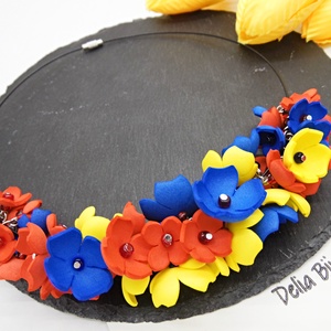 Colier handmade statement - Tricolorul Romaniei (cod1338) - bijuterii - coliere - coliere din mărgele - Artynos.ro