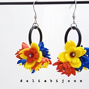Cercei handmade statement - flori - Tricolorul Romaniei (cod1339) - bijuterii - cercei - cercei lungi - Artynos.ro