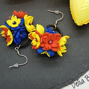Cercei handmade statement - flori - Tricolorul Romaniei (cod1339) - bijuterii - cercei - cercei lungi - Artynos.ro