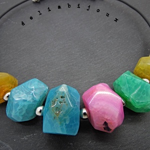 Colier Statement Handmade din Agate Multicolore (cod1341) - bijuterii - coliere - coliere din pietre semiprețioase - Artynos.ro