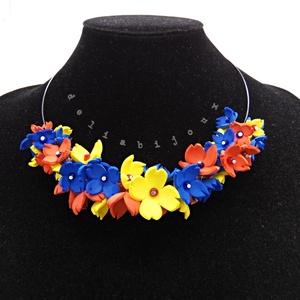 Colier handmade statement - Tricolorul Romaniei (cod1330) - bijuterii - coliere - coliere din mărgele - Artynos.ro