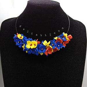 Colier handmade statement - Tricolorul Romaniei (cod1330), Bijuterii, Coliere, Coliere din margele, Confectionarea bijuteriilor, ARTYNOS