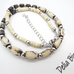 Colier handmade cu mărgele din os stil tribal - etnic (cod1346) - bijuterii - coliere - coliere din mărgele - Artynos.ro
