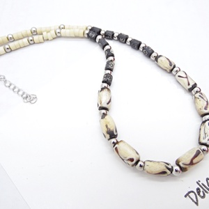 Colier handmade cu mărgele din os stil tribal - etnic (cod1346) - bijuterii - coliere - coliere din mărgele - Artynos.ro