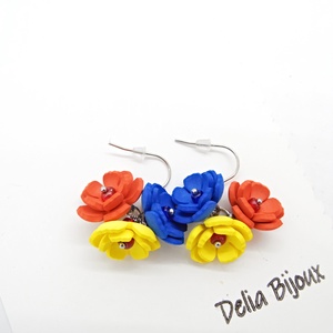 Cercei handmade - flori - Tricolorul Romaniei (cod1347) - bijuterii - cercei - cercei hoops - Artynos.ro