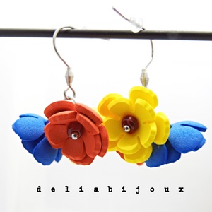 Cercei handmade - flori - Tricolorul Romaniei (cod1347) - bijuterii - cercei - cercei hoops - Artynos.ro