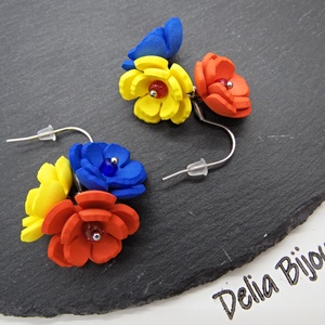 Cercei handmade - flori - Tricolorul Romaniei (cod1347) - bijuterii - cercei - cercei hoops - Artynos.ro