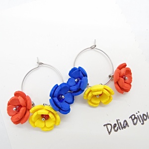 Cercei handmade - flori - Tricolorul Romaniei (cod1348) - bijuterii - cercei - cercei hoops - Artynos.ro