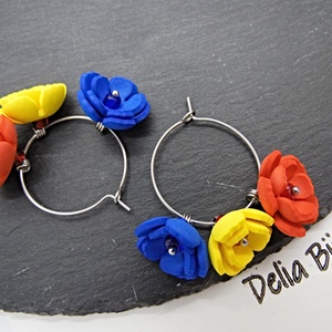 Cercei handmade - flori - Tricolorul Romaniei (cod1348) - bijuterii - cercei - cercei hoops - Artynos.ro