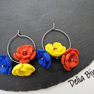 Cercei handmade - flori - Tricolorul Romaniei (cod1348) - bijuterii - cercei - cercei hoops - Artynos.ro
