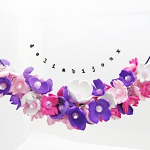 Colier handmade statement cu flori multicolore (cod1349) - bijuterii - coliere - coliere din mărgele - Artynos.ro