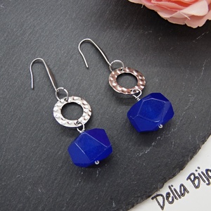 Cercei handmade cu pietre semipretioase - agate albastre (cod1351) - bijuterii - cercei - cercei din pietre semiprețioase - Artynos.ro