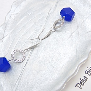 Cercei handmade cu pietre semipretioase - agate albastre (cod1351) - bijuterii - cercei - cercei din pietre semiprețioase - Artynos.ro