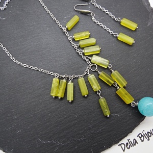 Set Bijuterii cu Jad si Angelit Lucrat Manual Oțel Inoxidabil (cod1352) - bijuterii - seturi de bijuterii - Artynos.ro