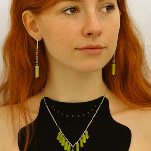 Set Bijuterii cu Jad si Angelit Lucrat Manual Otel Inoxidabil (cod1352) - Artynos.ro