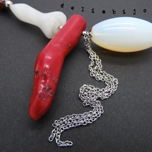 Colier handmade unicat - coral, opalit, agata (cod632) - bijuterii - coliere - coliere din pietre semiprețioase - Artynos.ro