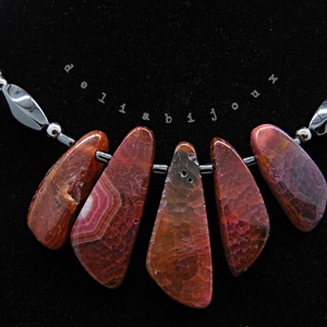 Colier Statement Handmade din Agate si hematit- design modern, elegant și plin de personalitate (cod1354) - bijuterii - coliere - coliere din pietre semiprețioase - Artynos.ro