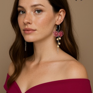 Cercei statement handmade unicat - PET-uri (plastic) reciclate - flori (cod1353) - Artynos.ro