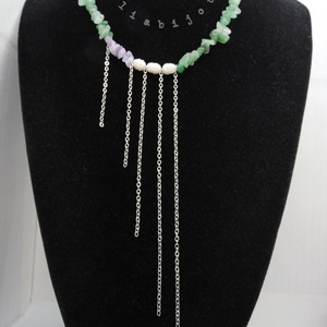 Colier handmade unicat - aventurin, ametist perle cultura (cod1218) - Artynos.ro