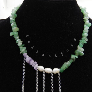 Colier handmade unicat - aventurin, ametist perle cultura (cod1218) - bijuterii - coliere - coliere din pietre semiprețioase - Artynos.ro