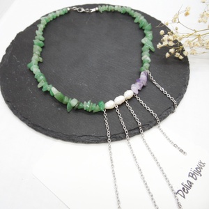 Colier handmade unicat - aventurin, ametist perle cultura (cod1218) - bijuterii - coliere - coliere din pietre semiprețioase - Artynos.ro