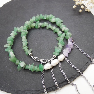 Colier handmade unicat - aventurin, ametist perle cultura (cod1218) - bijuterii - coliere - coliere din pietre semiprețioase - Artynos.ro