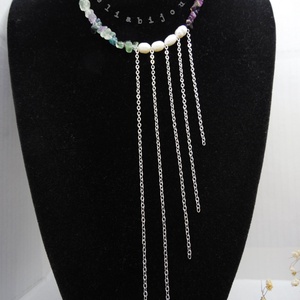 Colier handmade unicat - fluorit si perle cultura (cod1217), Bijuterii, Coliere, Coliere din pietre semipretioase, Confectionarea bijuteriilor, ARTYNOS