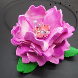 Colier handmade statement unicat -floral - foamiran (cod961) - bijuterii - coliere - coliere cu pandative - Artynos.ro