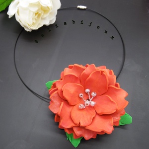 Colier handmade statement unicat -floral - foamiran (cod964) - bijuterii - coliere - coliere cu pandative - Artynos.ro