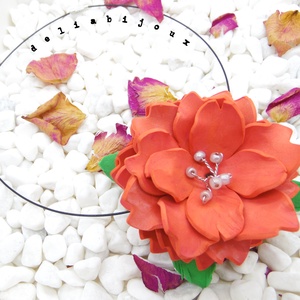 Colier handmade statement unicat -floral - foamiran (cod964) - bijuterii - coliere - coliere cu pandative - Artynos.ro