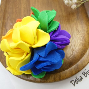 Brosa statement handmade unicat - Martisor curcubeu - floare (cod1163) - bijuterii - broșe - Artynos.ro