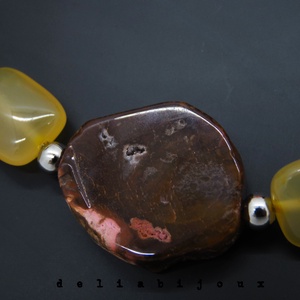 Colier handmade unicat - floare jad, agate, aventurin (cod942) - bijuterii - coliere - coliere din pietre semiprețioase - Artynos.ro