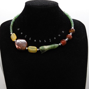 Colier handmade unicat - floare jad, agate, aventurin (cod942) - Artynos.ro