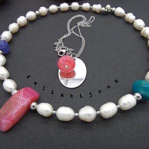 Coliere handmade unicat - perle si agate (cod651) - bijuterii - seturi de bijuterii - Artynos.ro