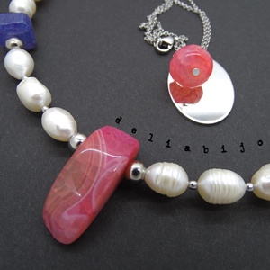 Coliere handmade unicat - perle si agate (cod651) - bijuterii - seturi de bijuterii - Artynos.ro