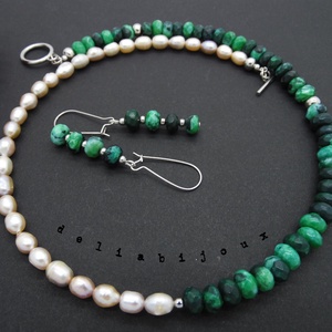 Set de bijuterii handmade unicat agate si perle (cod571), Bijuterii, Seturi de bijuterii, Confectionarea bijuteriilor, ARTYNOS