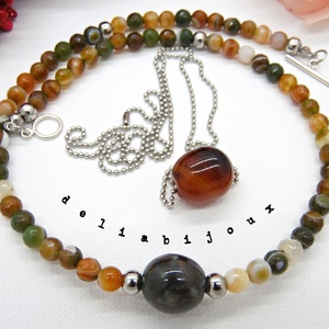 Coliere handmade unicat - agate indiene (cod700) - bijuterii - seturi de bijuterii - Artynos.ro