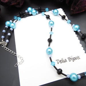 Colier handmade -margele nisip, perle de sticla (cod1205) - bijuterii - coliere - coliere din mărgele - Artynos.ro